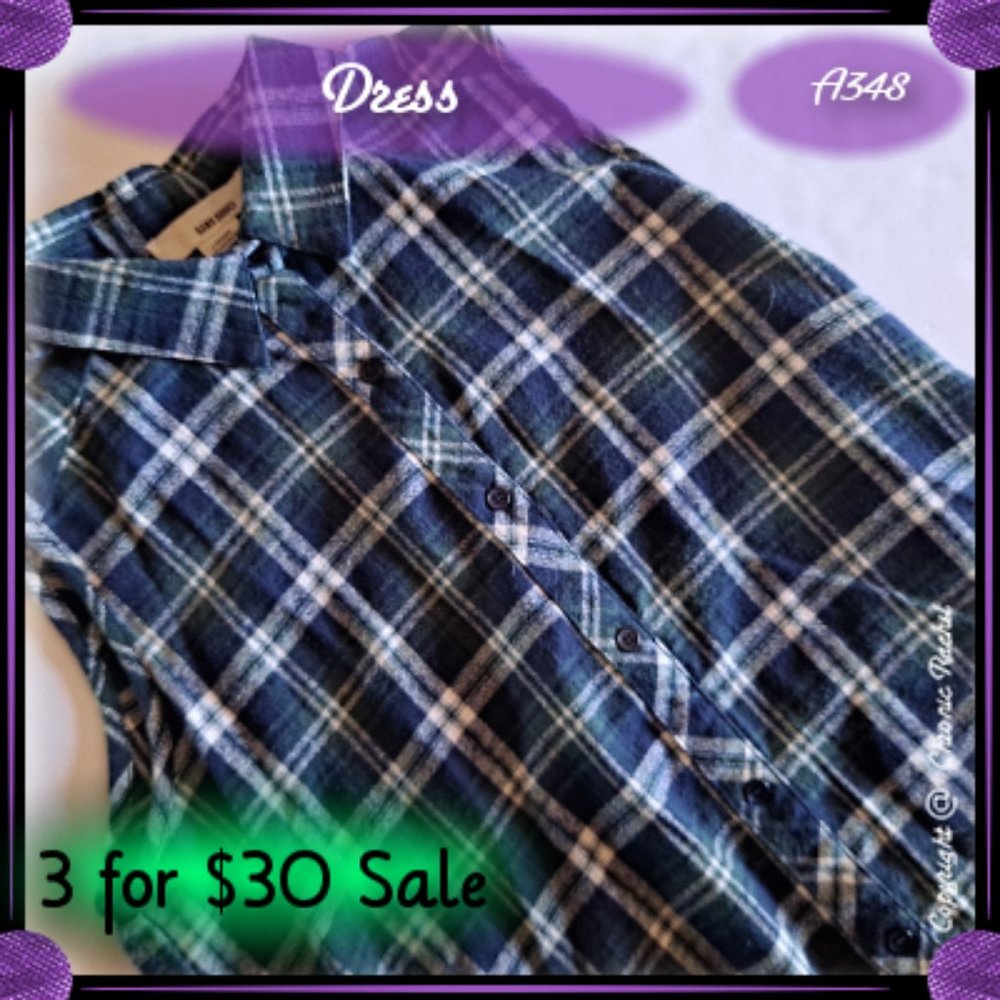 Green Plaid Sleeveless Button-Down Casual Collared Dress